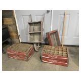 5 COCACOLA CRATES & WHEEL BARROW