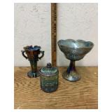 3 CARNIVAL GLASS DISHES