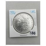 1886 UNC Morgan Silver Dollar Coin