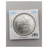 1886 UNC Morgan Silver Dollar Coin