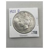 1922 D Peace Silver Dollar Coin