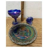 3 CARNIVAL GLASS DISHES