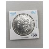 1884 UNC Morgan Silver Dollar Coin
