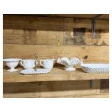 GROUP OF MILK GLASS DISHES