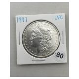 1897 UNC Morgan Silver Dollar Coin