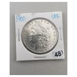 1900 UNC Morgan Silver Dollar Coin