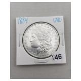 1884 UNC Morgan Silver Dollar Coin