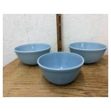 3 BLUE PYREX BOWLS
