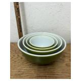 4 GREEN PYREX NESTING BOWLS