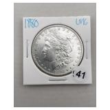 1880 UNC Morgan Silver Dollar Coin