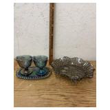 4 CARNIVAL GLASS DISHES