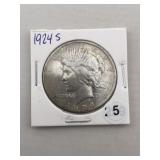1924 S Peace Silver Dollar Coin