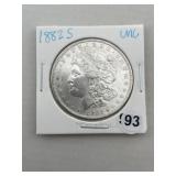 1882 S UNC Morgan Silver Dollar Coin