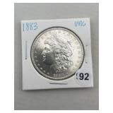 1883 UNC Morgan Silver Dollar Coin