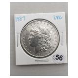 1887 UNC Morgan Silver Dollar Coin