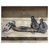 GROUP OF ANTIQUE PULLYS AND HANES