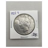 1922 S Peace Silver Dollar Coin