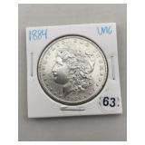 1884 UNC Morgan Silver Dollar Coin