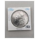 1886 UNC Morgan Silver Dollar Coin
