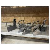 LARGE GROUP OF ANTIQUE CAST IRONS