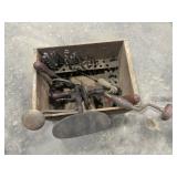 GROUP OF WOODEN CRATE & TOOLS