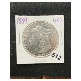 1889 UNC Morgan Silver Dollar Coin