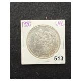 1880 UNC Morgan Silver Dollar Coin