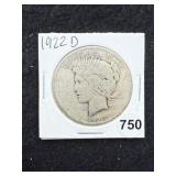 1922 D Peace Silver Dollar Coin