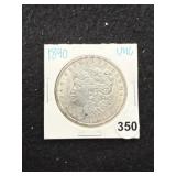 1890 UNC Morgan Silver Dollar Coin