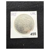 1921 UNC Morgan Silver Dollar Coin