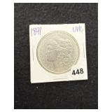 1891 UNC Morgan Silver Dollar Coin