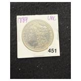1889 UNC Morgan Silver Dollar Coin