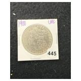 1900 UNC Morgan Silver Dollar Coin