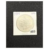 1884 UNC Morgan Silver Dollar Coin