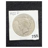 1922 D Peace Silver Dollar Coin