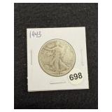 1943 Walking Liberty Half Dollar Silver Coin