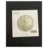 1942 Walking Liberty Half Dollar Silver Coin