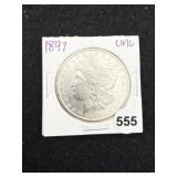 1897 UNC Morgan Silver Dollar Coin