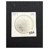 1897 UNC Morgan Silver Dollar Coin