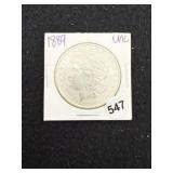 1889 UNC Morgan Silver Dollar Coin