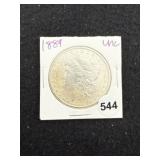 1889 UNC Morgan Silver Dollar Coin