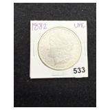 1882 UNC Morgan Silver Dollar Coin