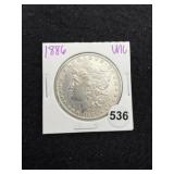 1886 UNC Morgan Silver Dollar Coin