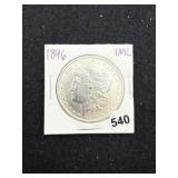 1896 UNC Morgan Silver Dollar Coin
