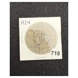 1924 Peace Silver Dollar Coin