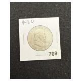 1948 D Franklin Half Dollar Silver Coin