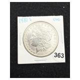 1881 S UNC Morgan Silver Dollar Coin