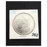 1889 UNC Morgan Silver Dollar Coin