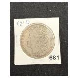 1921 D Morgan Silver Dollar Coin