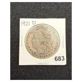 1921 D Morgan Silver Dollar Coin